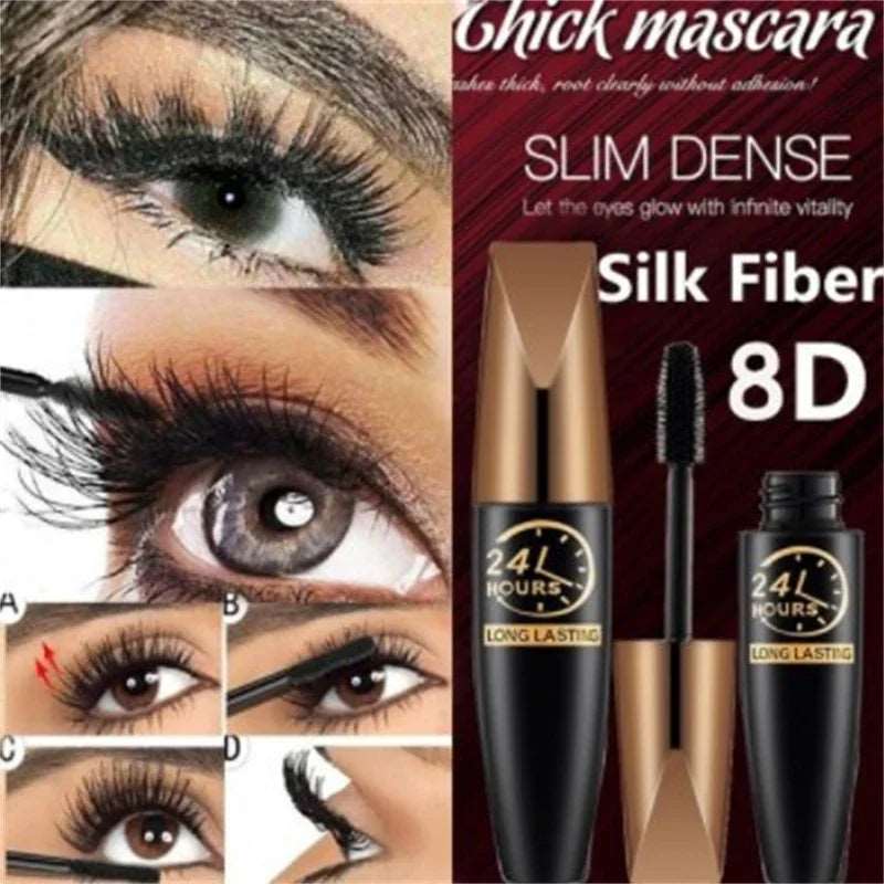 1Pcs 8D Silk Fiber Lash Mascara Waterproof Mascara for Eyelash Extension Black Thick Eye Lashes Curler Cosmetics Eye Makeup